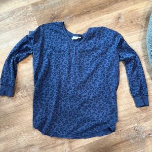 White Crow Blue Cheetah Top